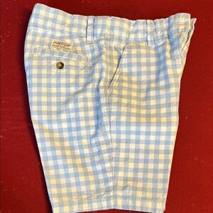 Janie and Jack Light Blue and White Checkered Men's Shorts